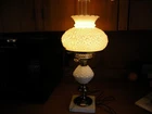 Vintage Daisy & Button Milk glass Table lamp 21" high
