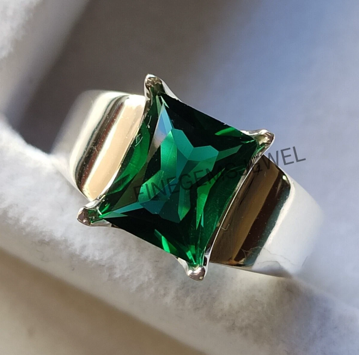 Men's Emerald Ring, Panna Gemstone Ring - Shraddha Shree Gems