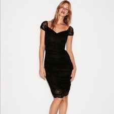 Express Ruched Lace Sheath Dress in Black XS