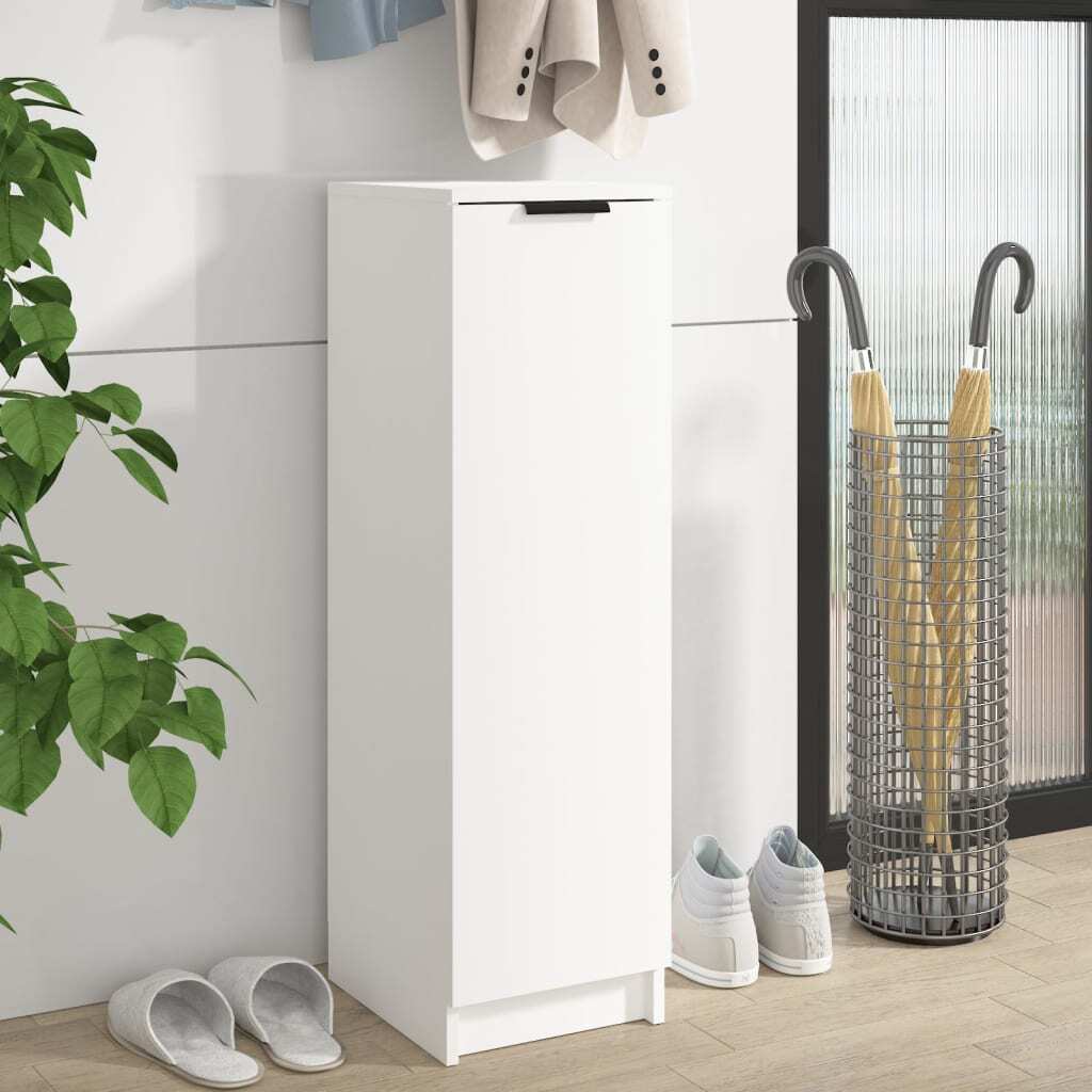Slim Shoe Storage Cabinet Narrow Hallway Cupboard for x6 Pairs 30x35x100cm  White