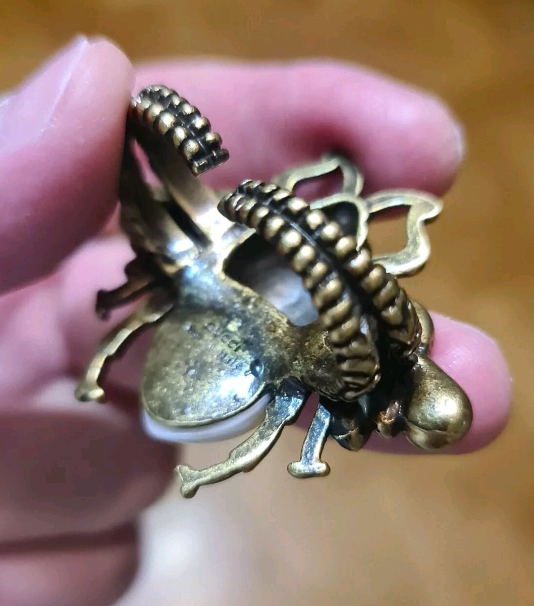 GUCCI BEE NAPKIN HOLDER CRYSTAL PEARL ORIGINAL VINTAGE 1960th