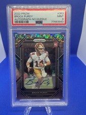 2022 Prizm BROCK PURDY #353 NFL NO HUDDLE PRIZM Auto Rookie RC SP 49ers Psa 9