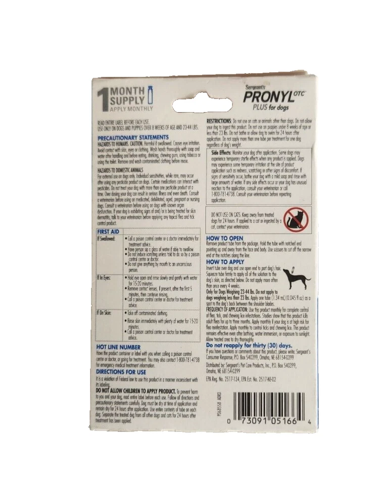 Sargentos Pronyl Plus para perros 23-44 libras (suministro para 1 mes) Foto 2 de 4