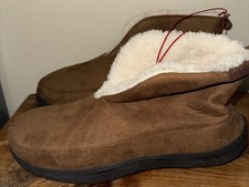 Womens Large 11-12 Pull On House Slippers, Sueded, Fleece Lined, Dear Foams, 50