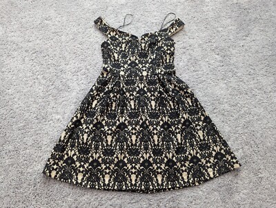 Francesca's Off Shoulder Dress Women Medium Lace Black A-Line Knee Length