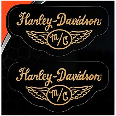 Harley-Davidson ◇Harley-Davidson 黒/金 ロゴステッカー 40mm 2枚+α