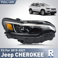 Headlight For 2019-2021 Jeep Cherokee Full LED Lamp Passenger Right Side w/ Bulb