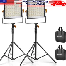 Dimmable Bi-Color 480 LED Video Light Stand Lighting Kit W/ U Bracket 2 Packs US