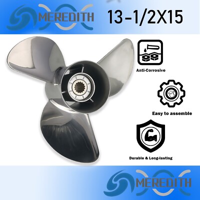 13-1/2''x15'' Stainless Steel Outboard Prop for TOHATSU 60-140HP, 15 Spline Tooth