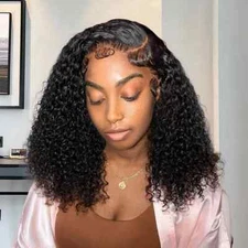 Deep Water Wave 13x4 Lace Frontal Wig Brazilian Curly Short Bob Human Hair Wigs