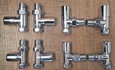Chrome Straight or Angled Round Bathroom Towel Rail Radiator Valves Large Small 
