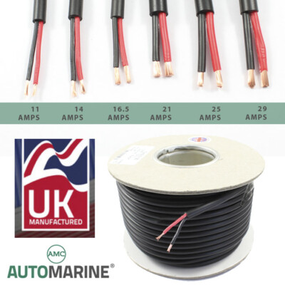 ZWILLING 2-adrig PVC Kabel 12V 24V dünnwandig Leitung KFZ rot schwarz RUND Profil 