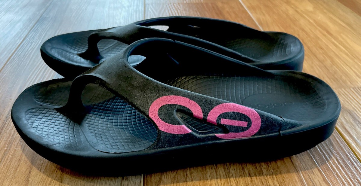 Oofos Ooriginal Sport Flip Flop Womens Black Thong Sandal Recovery Outdoor
