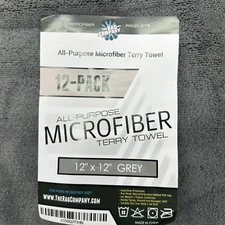The Rag Company 12 Pack Grey All Purpose Microfiber Terry Towels 12"x12" NEW
