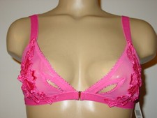 Honeydew Pink Mesh Bra Erica Bralette Front Closure Strappy Back-L NEW 36.
