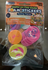 LOT OF 15 - Glow-in-the-dark 40 Foam craft Stickers Funny Faces Foam Craft