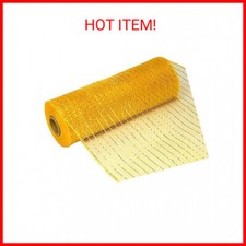 10 inch x 30 feet Deco Poly Mesh Ribbon - Metallic Yellow Gold: RE130153