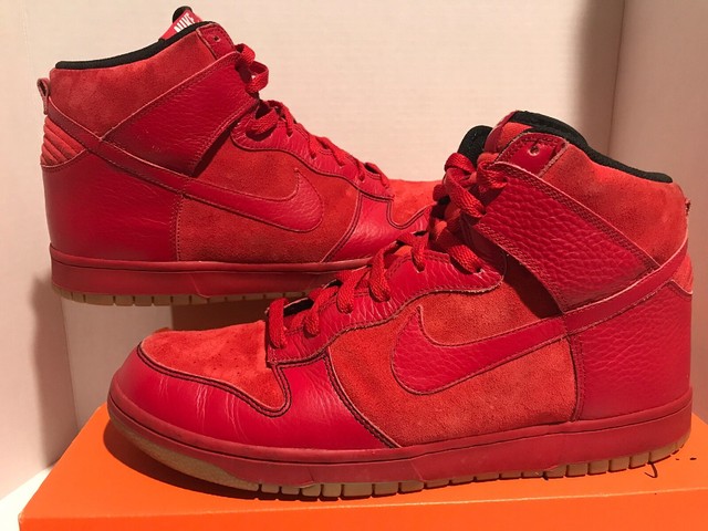 nike dunks high red dark red