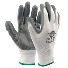Nitrile Coated Gloves Safety Work Grip Grey Industrial Construction UK - 6 Pairs