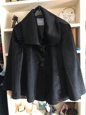 Kstn By Kirsten Cape Coat Jacket Black Velvet Feel Size 12