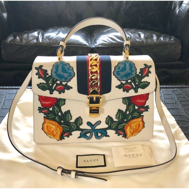 gucci white embroidered bag