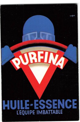 Werbepostkarte Purfina Huile Essence Art Deco Stil L'Equipe AB542