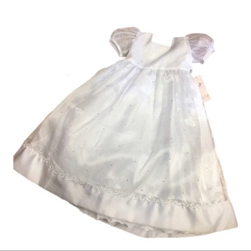 Abito Tip Top Bambina Taglia 4 Bianco Fiore Bambina Lungo Vita Alta Maniche a Sbuffo NUOVO - Foto 1 di 7
