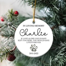 In Love Memories Personalized Pet Memorial Ornament, Dog Christmas Ornament