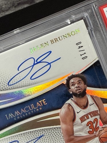 2024 Immaculate Jalen Brunson & Karl Anthony-Towns Dual Auto Gold /10 PSA 9 Mint - Picture 3 of 6