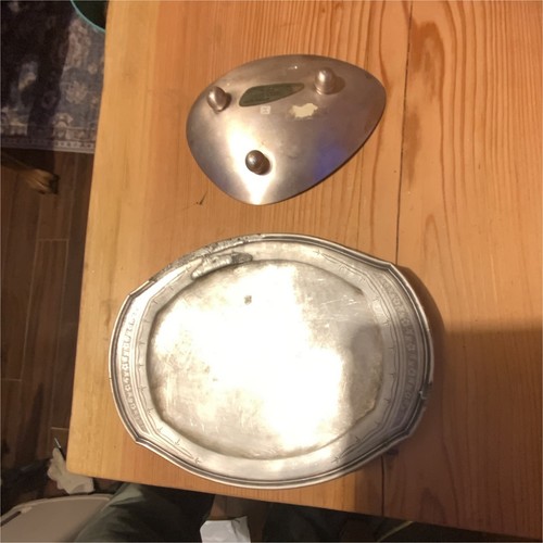 Modern Silver Metal Tray Silver Decorative Oval Collectible Metalware