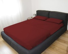 Parure de lit Double Bordeaux avec Traitement NoRepassage, Effet Satin, 100% ...