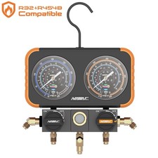 NAVAC N4A4B 4-Valve Manifold Gauge for the R454B, 32, 410A and 22,