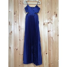 Lulus Got the Glam Navy Blue Pleated Cutout Maxi Dress Prom Holiday Small
