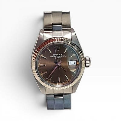 Rare Rolex Ladies Date 26 mm Steel Oyster Chocolate Dial Watch 6917 Circa 1982