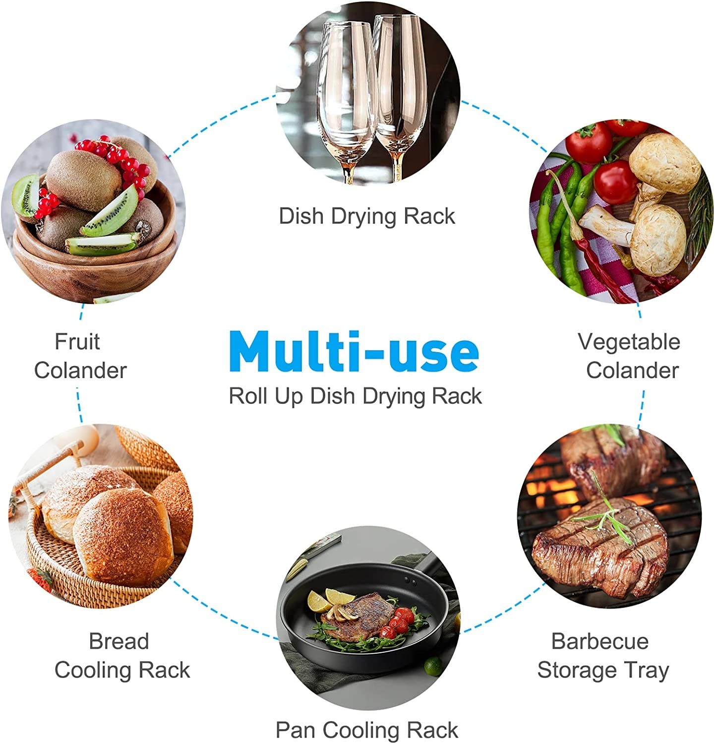 Roll Up Dish Drying Rack Over the Sink Multipurpose Pan Bottle Drainer Black