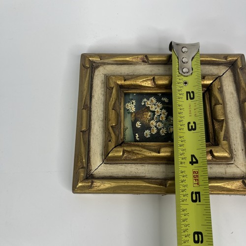 Ornate VTG Wood Floral Art Frame 3D Decor Cute Gold Flowers Signed Art - Picture 6 of 6