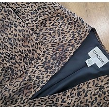 Chico's Size M Open Front Silk Jacket Animal Print Sequin Maximalist Mob Wife