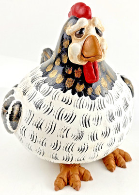 Vicki Thomas 1997 Enesco Country Hen Chicken Figurine Folk Art Farmhouse Decor