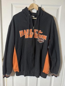 Vintage 2005 Harley-Davidson Black and Orange Zip-Up