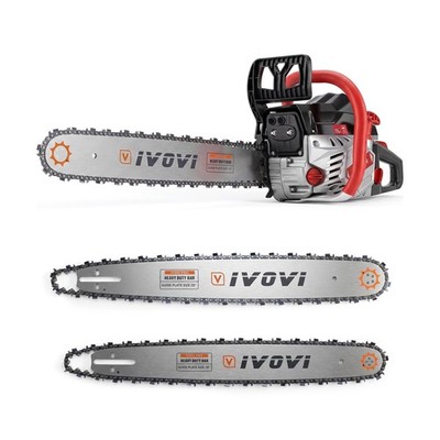63CC Gas Powered Chainsaw with 20 and 18 Inch Bars, 3.7HP 2-Cycle
