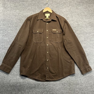Gander Mountain Shirt Men LT Brown Heavy Flannel Long Sleeve Soft Button Up