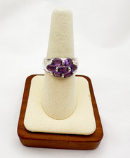 Vintage Sterling Silver Purple Amethyst Cluster Ring Size 8