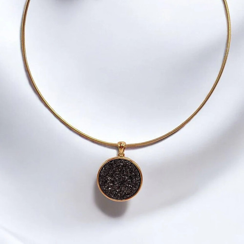Joan Rivers Simulated Black Drusy Pendant on 18" Omega Necklace - Picture 4 of 6