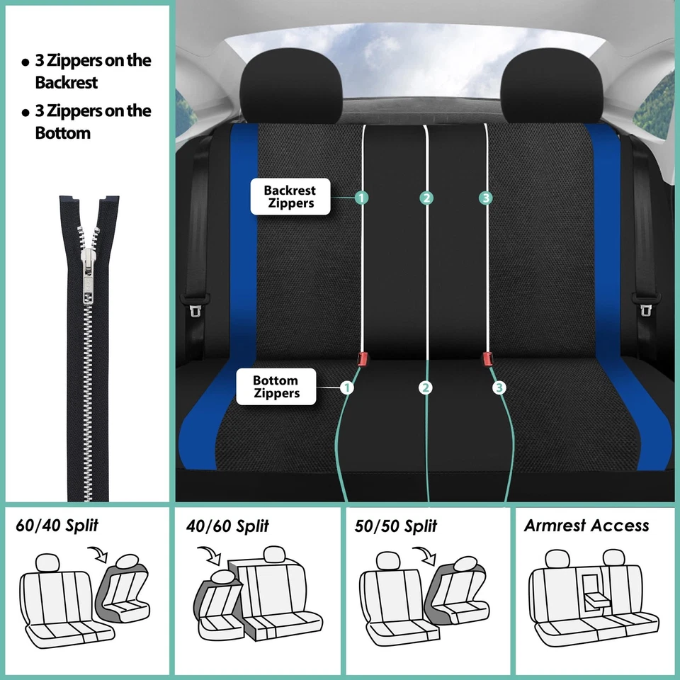 Juego completo de fundas de asiento de coche deportivo de ajuste universal de malla de aire 3D FH Group con alfombrillas Foto 4 de 4