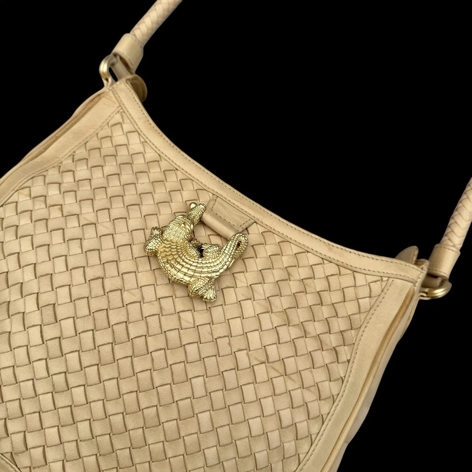 Bolso de Hombro Barry Kieselstein-Cord Cuero Trenzado Crema Caimán LEER Foto 2 de 4