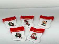 SET OF 5 VINTAGE SANTAS BEST FELT MINIATURE CHRISTMAS STOCKINGS