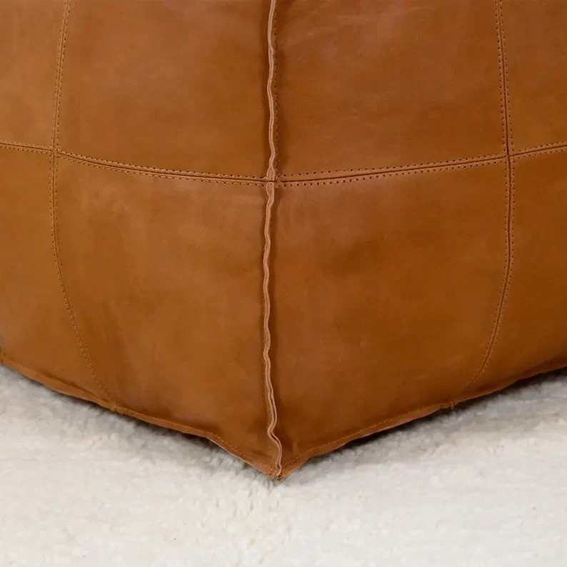 Ottoman New Square Boho Footstool Pouffe Unstuffed 30'' Leather Moroccan Genuine