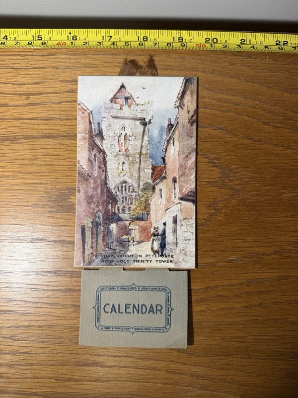 Antique Photochrom Calendar 1928 York Petergate Court Holy Trinity Tower England