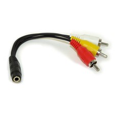 3.5mm 4 Conductor TRRS FEMALE to 3 RCA Male L/R Audio  Video Adapter Cable