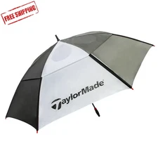 TaylorMade 68-inch Auto Open Vented Golf Umbrella, Black/White, Free Delivery
